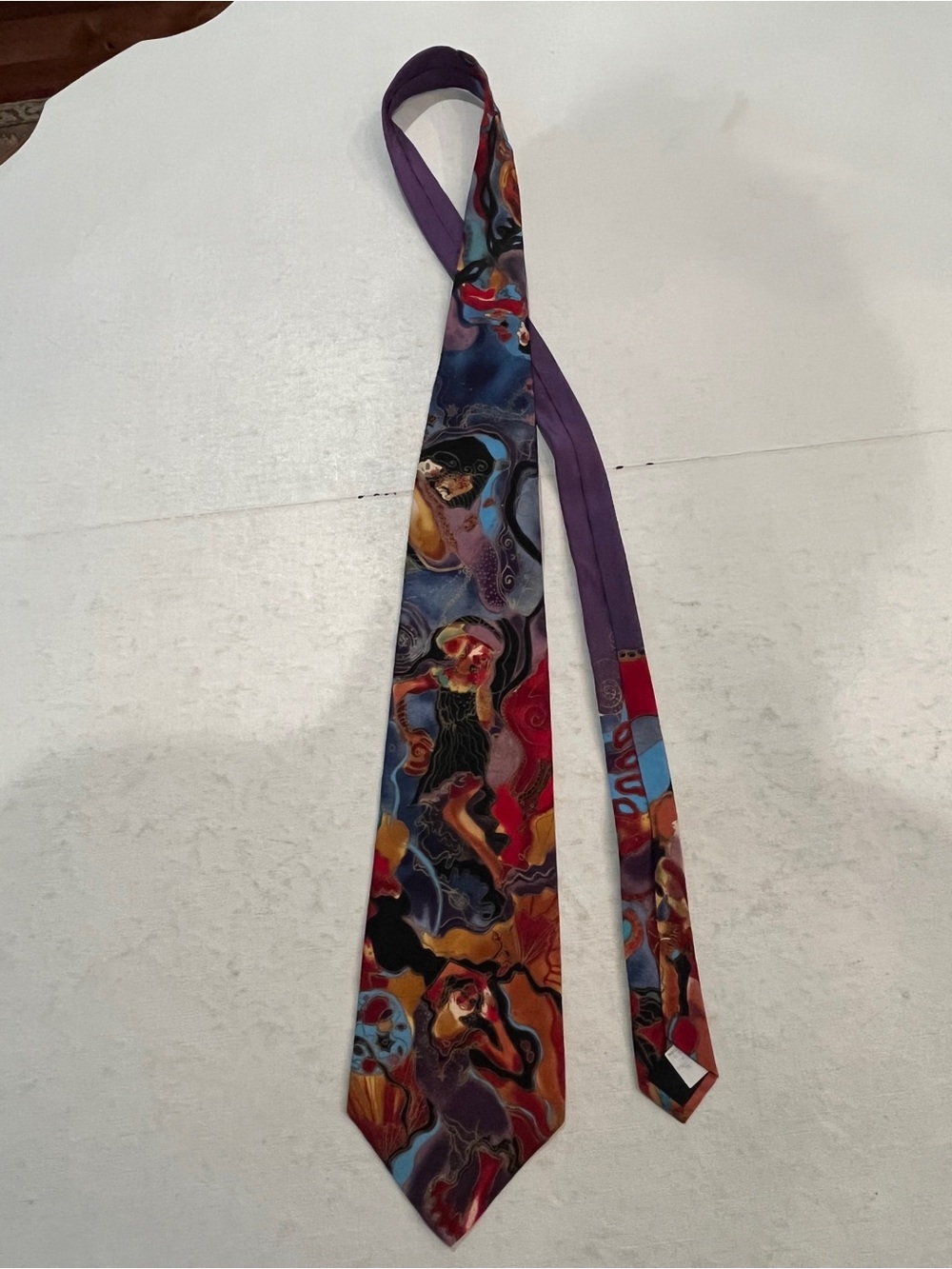 Vintage Abstract Multicolor watercolor style Men's Silk Tie. GUC! Totally Retro!